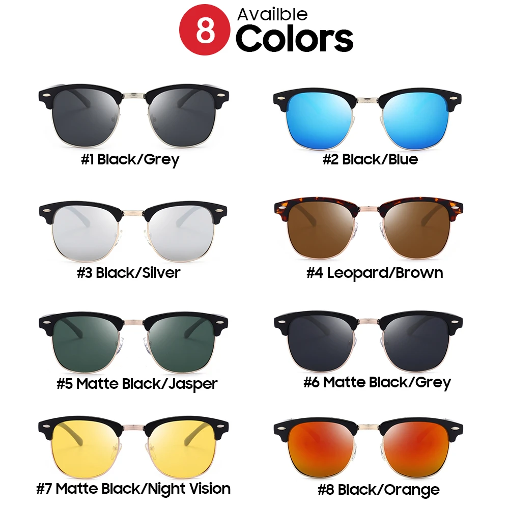 VIVIBEE Classical Square Men Sunglasses Woman Sun Glasses Polarized Man Blue Mirror Lens Driver Top Quality Polarised Shades
