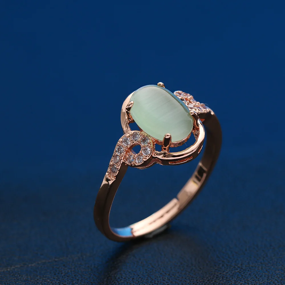 

1Pcs 2017 New Women Fashion Jewelry Wedding Rose Crystal Pink Quartz Opal Rings Nice Romantic Gift Foe Women