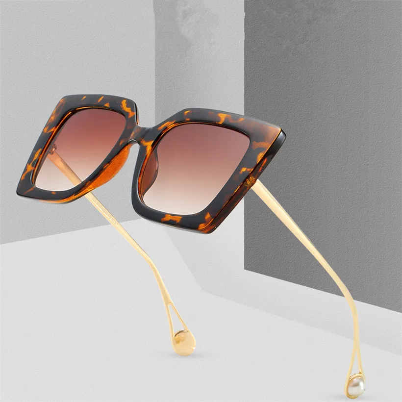 

NYWOOH Oversized Sunglasses Women Trend Brand Gradient Sun Glasses Shades Big Frame Pearl Eyewear UV400