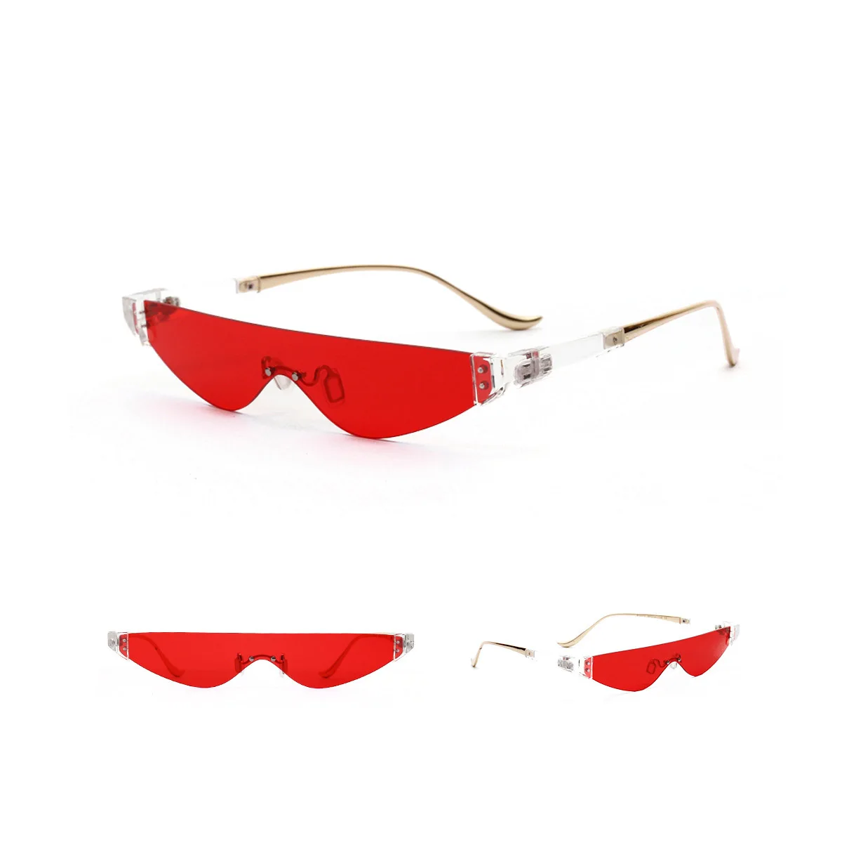 Triangular Cat Sunglasses Women Sexy Vintage Personlity Small Metal Frame Red Gray Tinted Color Lens Feminino De Sol Gafas UV400