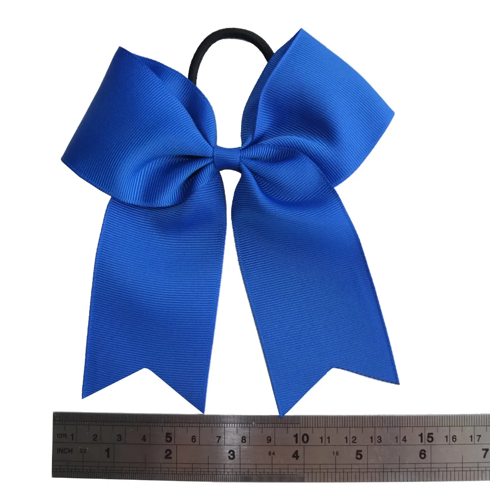 2 PCS 6 inch Bow WITH Elalstic Bobble Loop Big Cheer Leading Hair Bow Ribbons Baby Girls 3