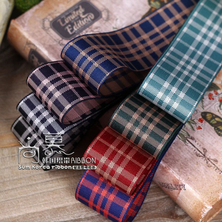 

100yards 25/40mm gingham tartan plaid check ribbon for hair bow head band accessories bouquet flower packing decoration bow