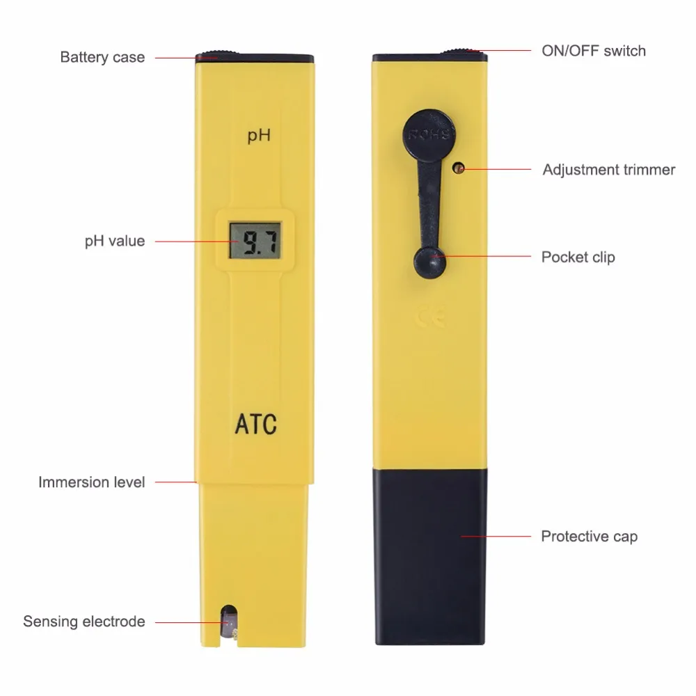 Аквариум ATC рН-метр Автоматическая компенсация температуры ручной цифровой рН-Тестер Температура градусов C 0,00-14,00 РН диапазон