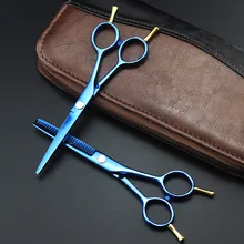 Профессиональный 5,5 дюймов синий двухсторонний scissor истончение scisors резки Парикмахерская ножницы комплект ножницы парикмахерские ножницы