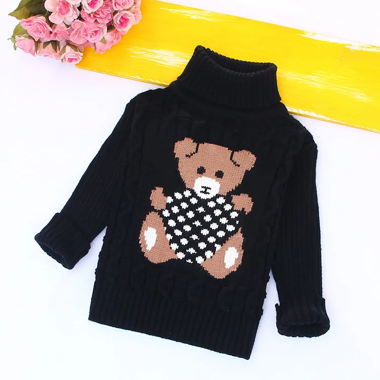 Pure Color Knitted Pullovers Children Sweaters Autumn Winter Warm Turtleneck Sweaters for Girls Boys Warm Kids Knitwear Clothing