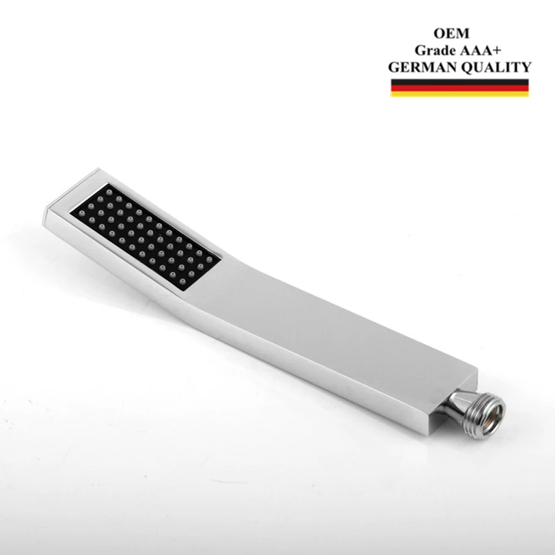 Hand Held Shower Head High Pressure Square Brass Chrome Plated Water