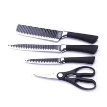 Top Grade Stainless Steel 4pcs Kitchen Knives Kitchen Knife Scissor Set with 7” Small Cleaver 8” Carving 5” Utility Scissor