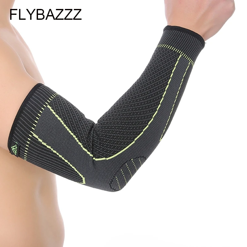 FLYBAZZZ Breathable Quick Dry Protection Running Arm Sleeves Basketball Elbow Pad Fitness Armguards Sports Cycling Arm Warmers (2)