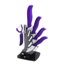 XYJ Marca Cuchillo Soporte + 3 “4” 5 “6” Cuchillos de cerámica + Peeler Herramientas Mejores Regalos ABS + TPR Manejar La Cuchilla De Cerámica de Cocina Cuchillos de Cocina