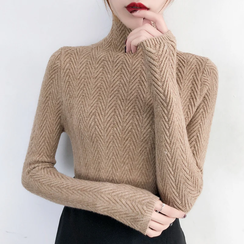 Miglior Biancheria intima Donna Autunno e Inverno 2019 Nuovo maglione Sottile Camicia Fondo Manica Lunga Stretto Lavorato A Maglia Della Camicia di Ispessimento