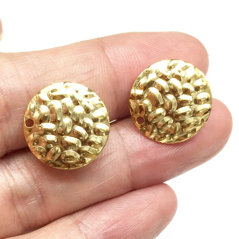 

Witaya 50pcs Uneven Surface Round Drop Earring Accessories Stud Post Gold Earring Findings Jewelry Making Post DIY Jewelry 16mm