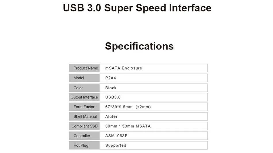 Kingspec mSATA для USB3.0 HDD чехол HDD жесткий диск Внешний HDD корпус черный корпус Поддержка UASP