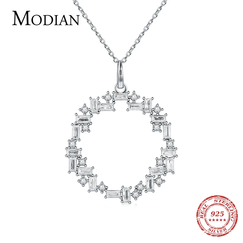 

Modian 2019 Hot Sale 100% 925 Sterling Silver Fashion Cubic Zirconia Necklaces Pendant Trendy Ins For Women Silver Jewelry Gift
