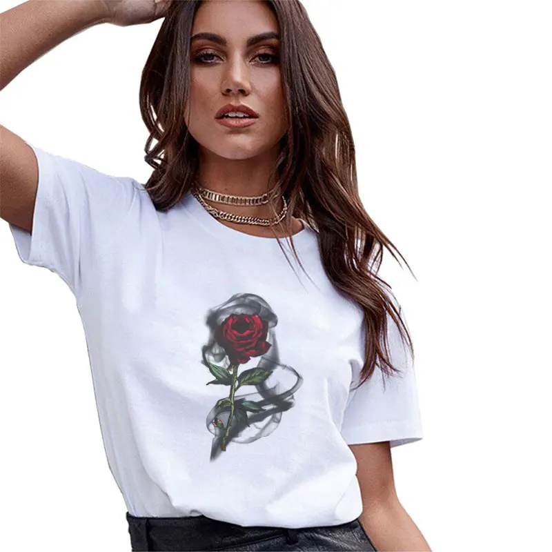 Women 2019 Summer Graphic Tee Shirt Femme Couple Vogue Harajuku T Shirt Korean Tops Kawaii Streetwear Camiseta Mujer