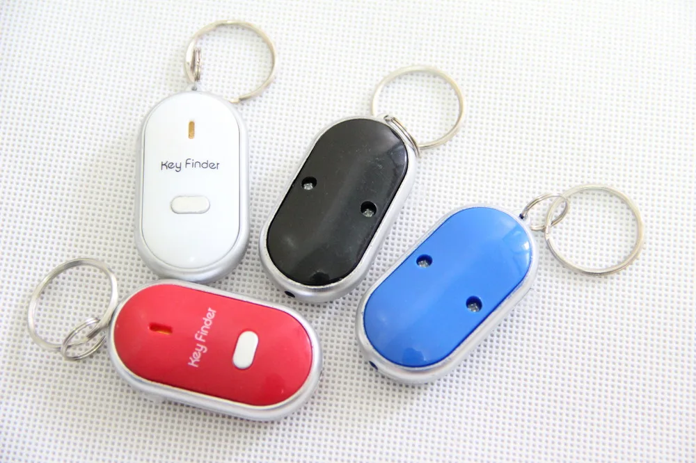100pcs/lot LED Key Finder Locator Find Lost Keys Chain Keychain Whistle Sound Control Parrty