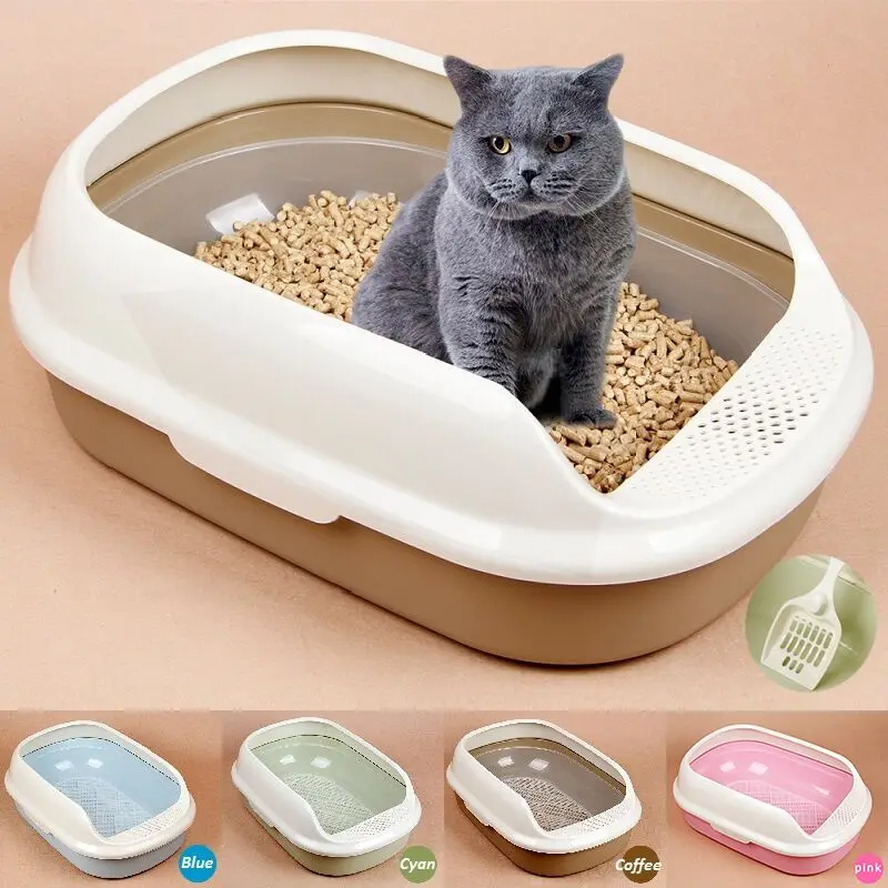Пластиковый совок для кошачьего туалета с крюком для домашних животных, портативный туалет, большой пластиковый ящик для кошачьего туалета, лоток для просеивания котенка, унитаз, легко чистится