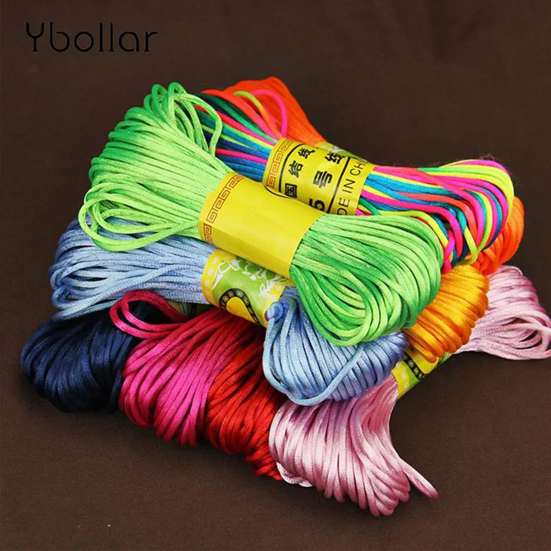 20 Meters Satin Nylon Cord Khaki Brown Macrame Beading String 2.5mm Knitting Rope Chinese Knot Thread For Jewelry Making