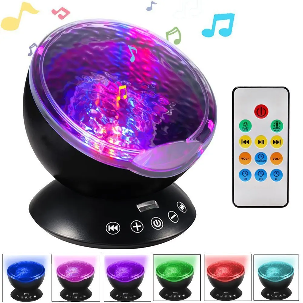 Music Starry Sky Night Light 7 Colors Aurora Ocean Wave Projector LED