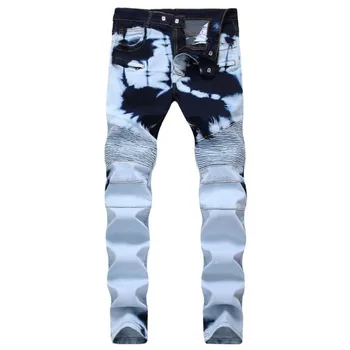 

Men Clothes Fashion Jeans Men Casual Trousers Fitted Bottoms Zipper Punk Jean Street wear Hip Hop Jeans Man Biker Cowboy Stretch