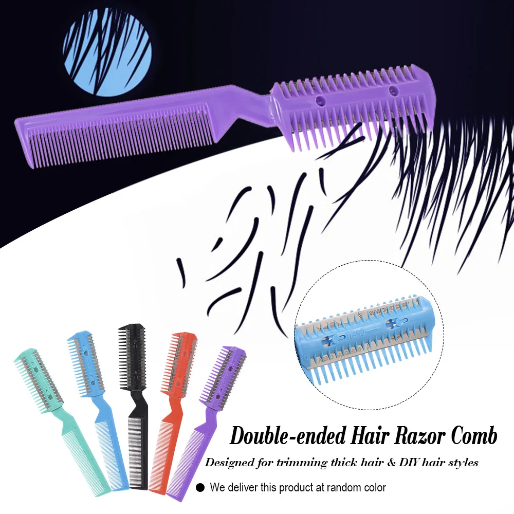 

Hair Razor Comb Scissor Double-ended Hair Comb Hairdressing Trimmers Hair Shaving Blades Hair Cutting Thinning DIY Styling Tool