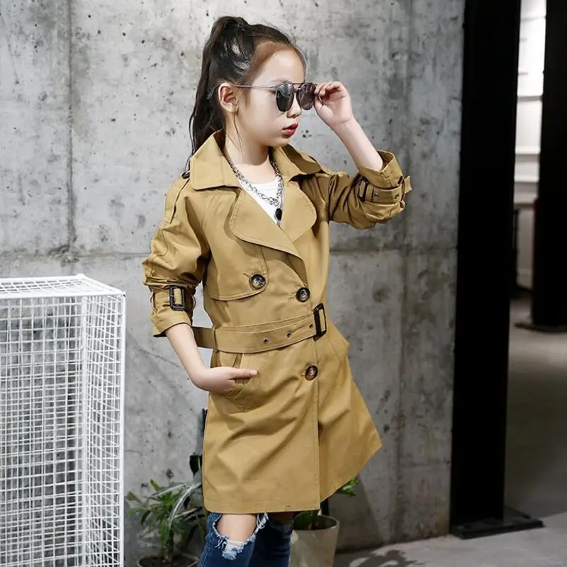 Baby Teenage Girl Cotton Coat Jacket Outwear With Belt
