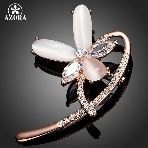Брошь В Виде Цветка AZORA розовое золото прозрачный Фианит TP0032|pin brooch|flower pin broochflower |