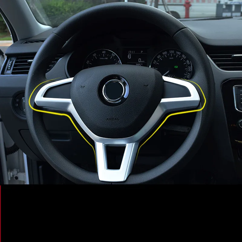

ABS Silver / Carbon Fibre Steering Wheel Decorated Frame Mouldings Cover For Skoda Octavia 2015 16 17 18 2019 AA451