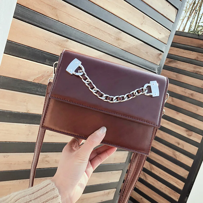 

Bags for women 2018 Simple Women's Designer Handbag Chain Tote Messenger Bag New Quality PU Leather Retro Fashion Square Bag