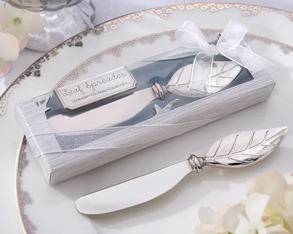 

FFree shipping 10pcs/lot Chrome Leaf butter knife Spreader Valentine's Day gift Christmas wedding favors