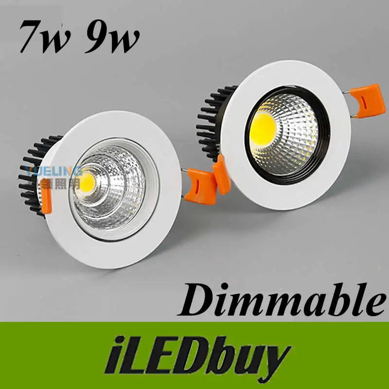 Recessed led cob downlight Dimmable 7W 9W LED Spot light ceiling lamp AC110V 220V IP44 60angle CRI85 Warm Cold White | Освещение