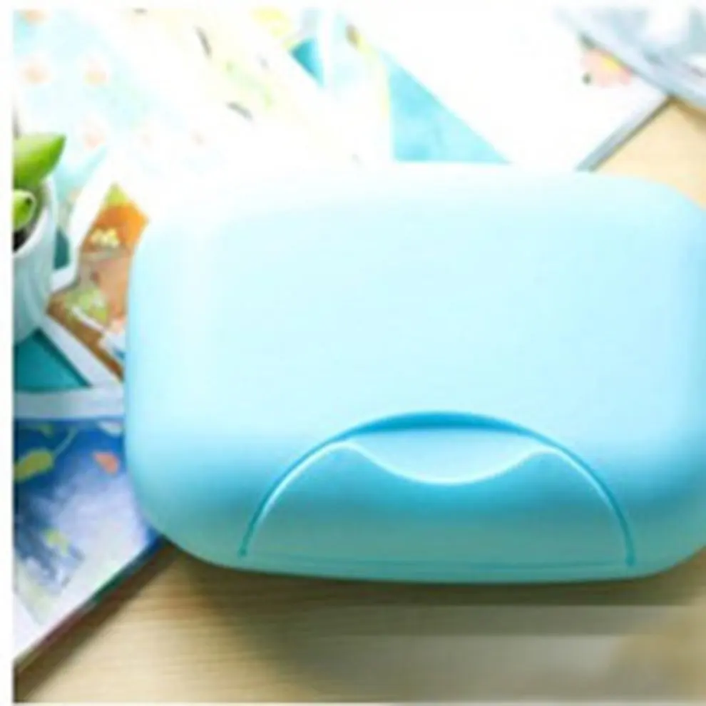 Прямая портативный мини-удобный чехол для ванной посуды для домашнего душа для путешествий на открытом воздухе походный держатель Контейнер уплотнительная мыльница - Цвет: Blue L