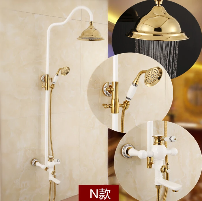 Luxury High Quality Gold & white Bathroom Rainfall Shower Set, Shower
