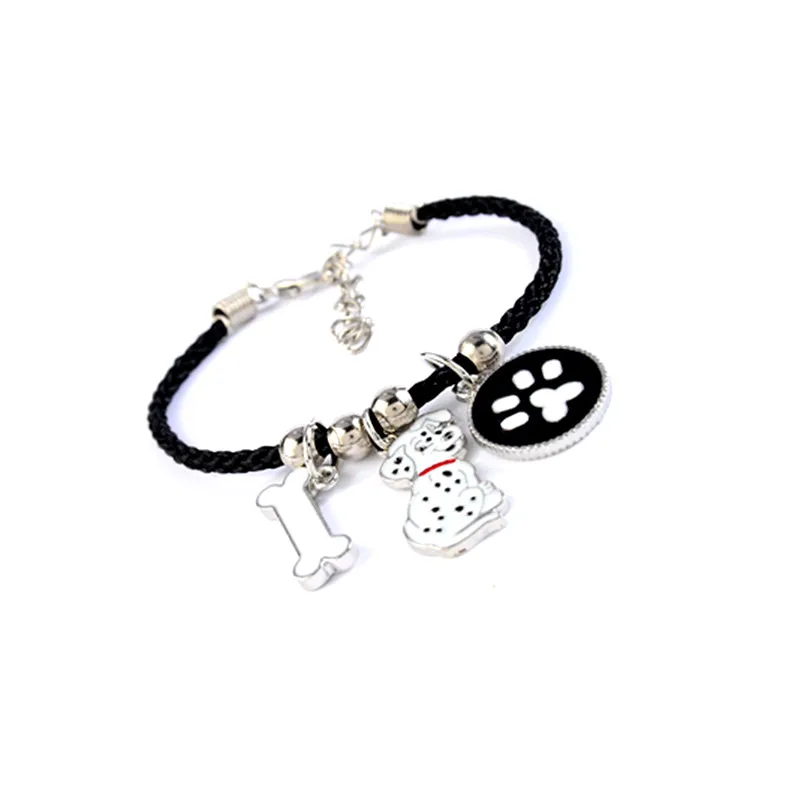 Модные далматинские очаровательные браслеты amp браслеты для девочек женщин мужчин Веревка Цепи серебряный цвет кулон в виде собаки мужской женский браслет