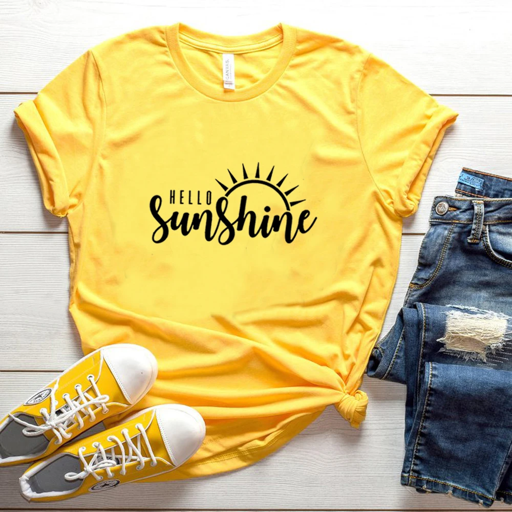 太陽tシャツハローサンシャインtシャツ女性黄色tシャツコットングラフィックtシャツプラスサイズtシャツ夏のシャツ女性自然シャツトップ T Shirts Aliexpress 太陽tシャツハローサンシャインtシャツ女性黄色tシャツコットングラフィックtシャツプラスサイズtシャツ夏のシャツ女性自然シャツトップ T Shirts Aliexpress