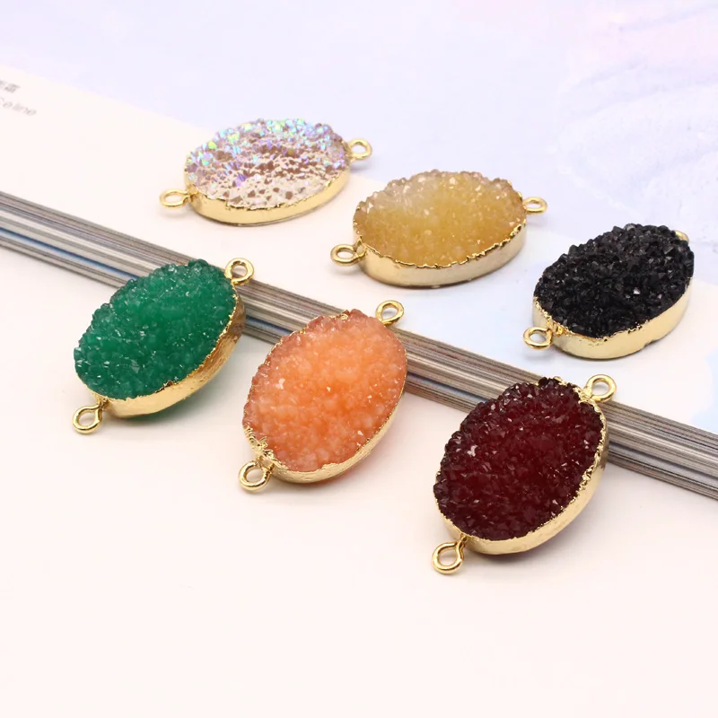 

2pcs Fashion Oval Resin Stone Bracelet Connector Charm Findings DIY Handmade Eardrops Sweater Necklace Pendant Jewelry Make F328