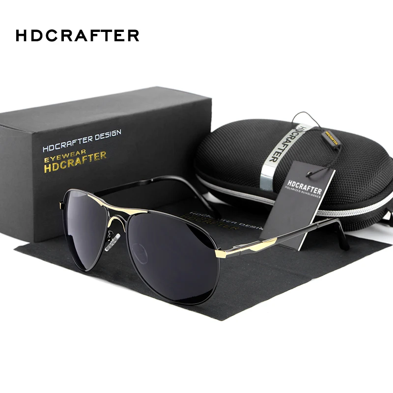 Мужские солнцезащитные очки HDCRAFTER поляризационные брендовые дизайнерские для