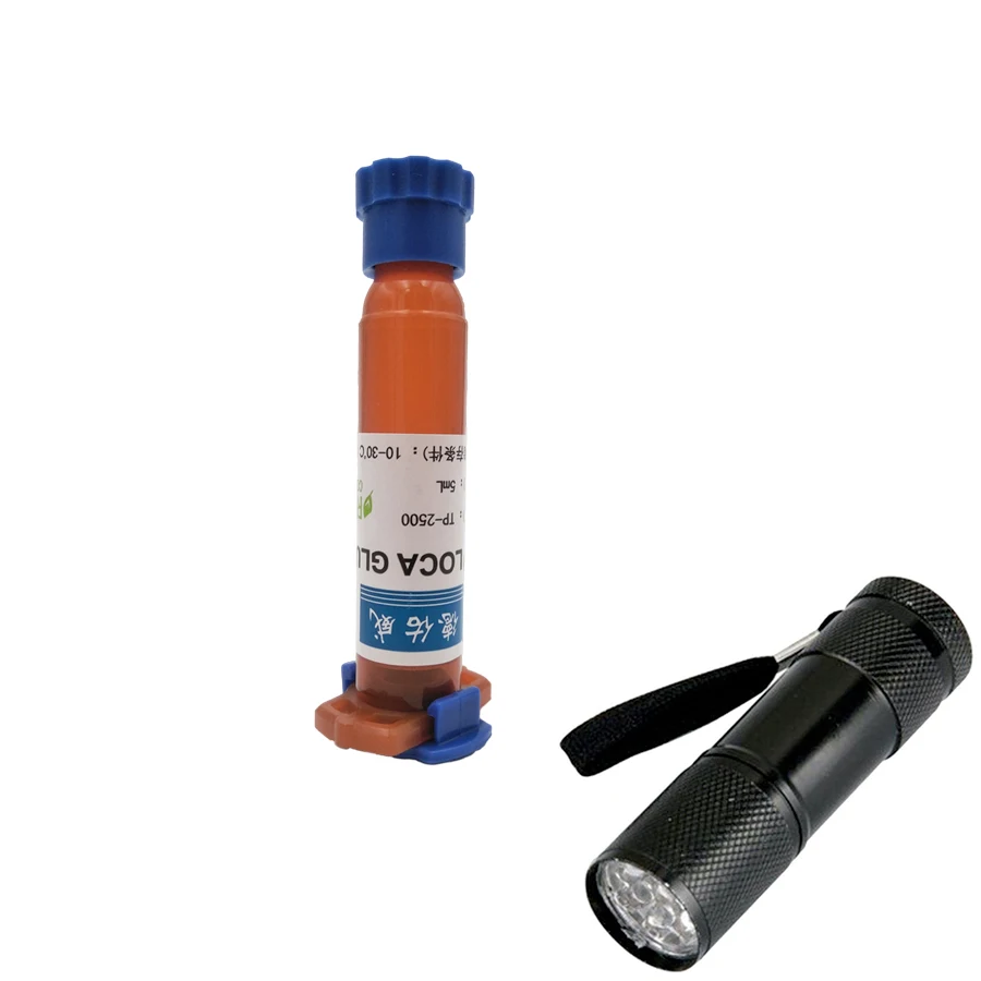 

TP-2500 5ml Loca UV Glue Liquid Optical Clear Adhesive Glass Phone Sealant Screen Repairing Tool Repair with 9LED UV Flashlight