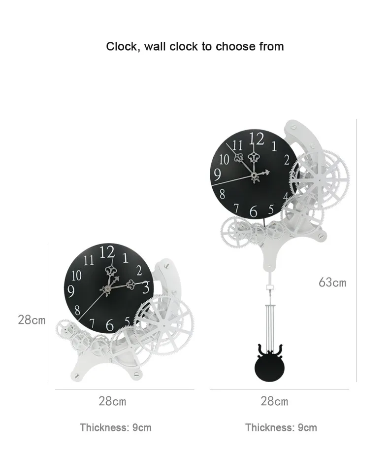 Хит, высококачественные настенные часы с зубчатым механизмом, динамический механический внешний вид, модные украшения для дома, маятниковые часы, дизайнерские часы