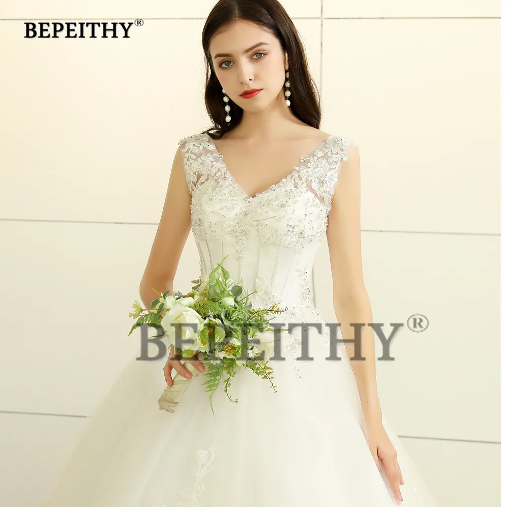 BEPEITHY, дизайн, бальное платье, свадебное платье, v-образный вырез, Vestido De Novia, со шлейфом, кружевное платье принцессы, свадебные платья