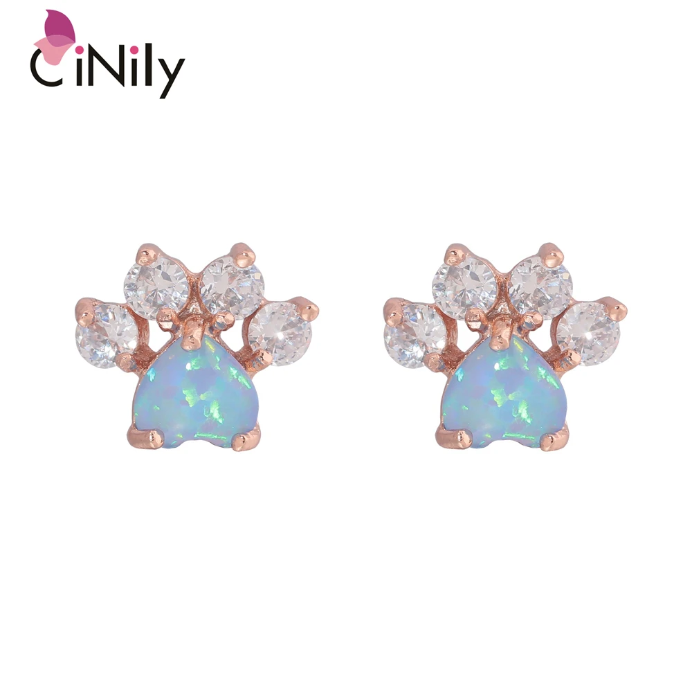 

CiNily Lovely Blue & White Fire Opal Zircon Rose Gold Women Jewelry Earring Simple Earrings Jewelry Best Gifts Woman Girl