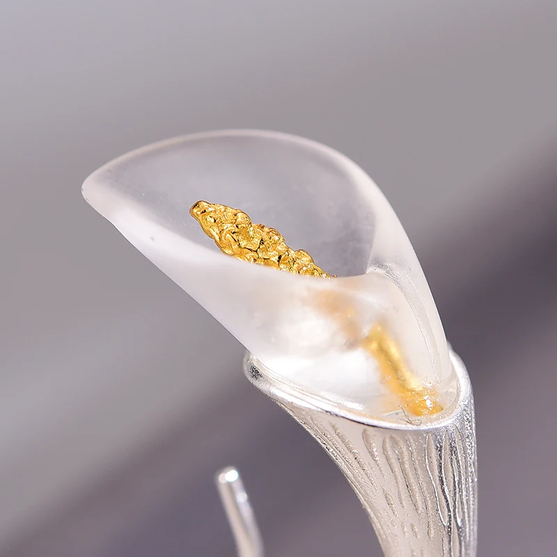 Lotus Fun Real 925 Sterling Silver Natural Handmade Designer Fine Jewelry Calla Lily Flower Dangle Earrings for Women Bijoux - Image 5