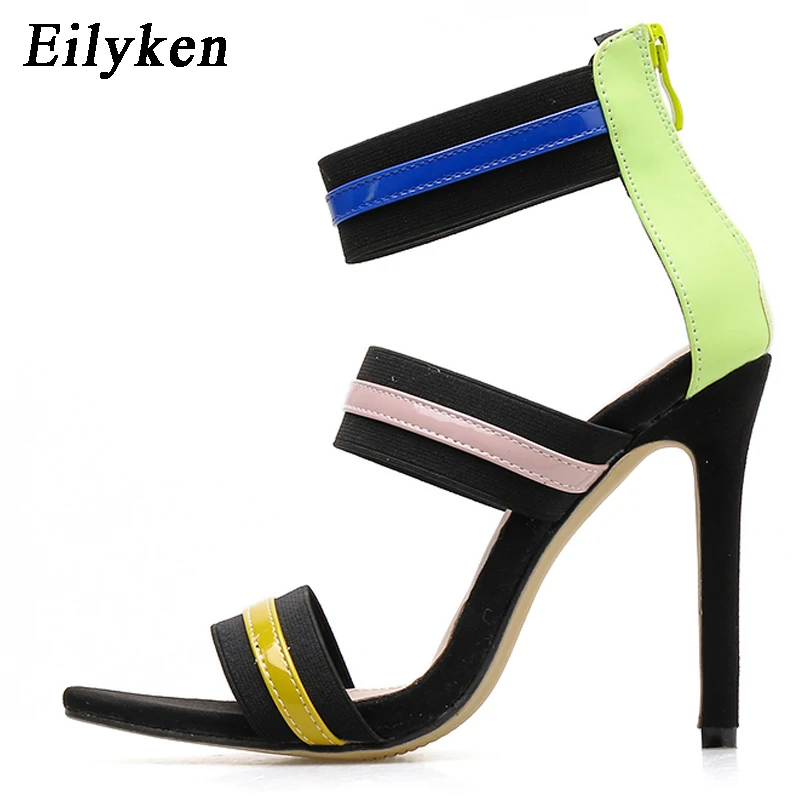 Eillyken/Новинка года; босоножки на высоком каблуке в клетку; модельные туфли с вырезами и пряжкой на ремешке; Летние сандалии-гладиаторы