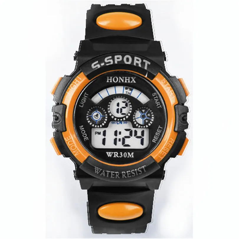 Детские часы Smart waterproof дети мальчик цифровой светодиодный Кварцевые Будильник Дата спортивные наручные часы Мода#4M14 - Цвет: orange