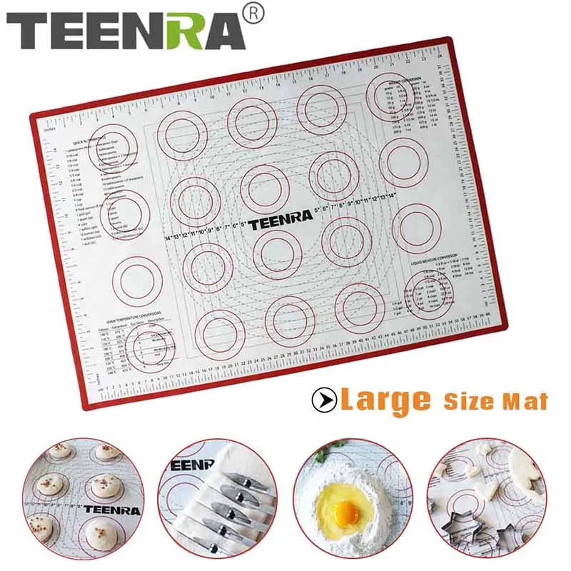 

TEERNA Non-stick Baking Mat Large Silicone Rolling Dough Mat Macaron Silicone Baking Mat Cake Baking Pasrty Tools Bakeware