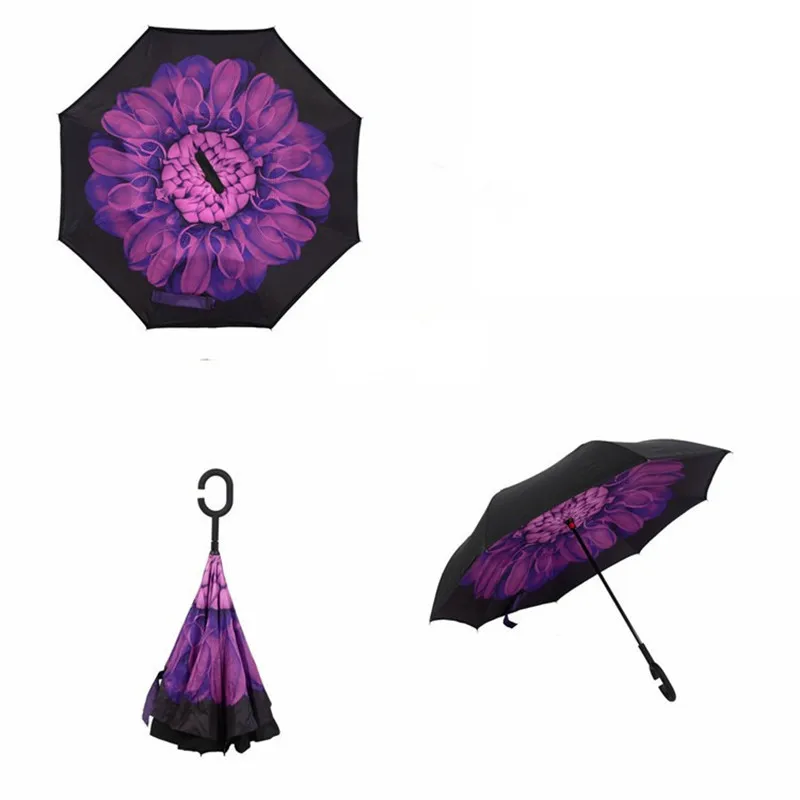 2016 New Reverse Umbrella inverted umbrella Handle Material Plastic Wedding umbrella rain women