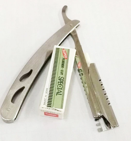 HTHL! Прямая Опасная бритва стальные бритвы Складной нож для бритья с 10шт лезвиями для мужчин