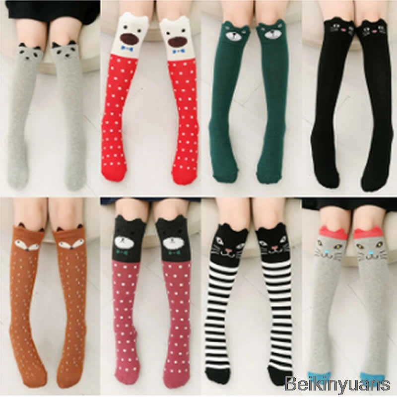 

The new cotton socks children for straight three-dimensional cartoon cat ear knee-high socks baby socks of the girls leg warm