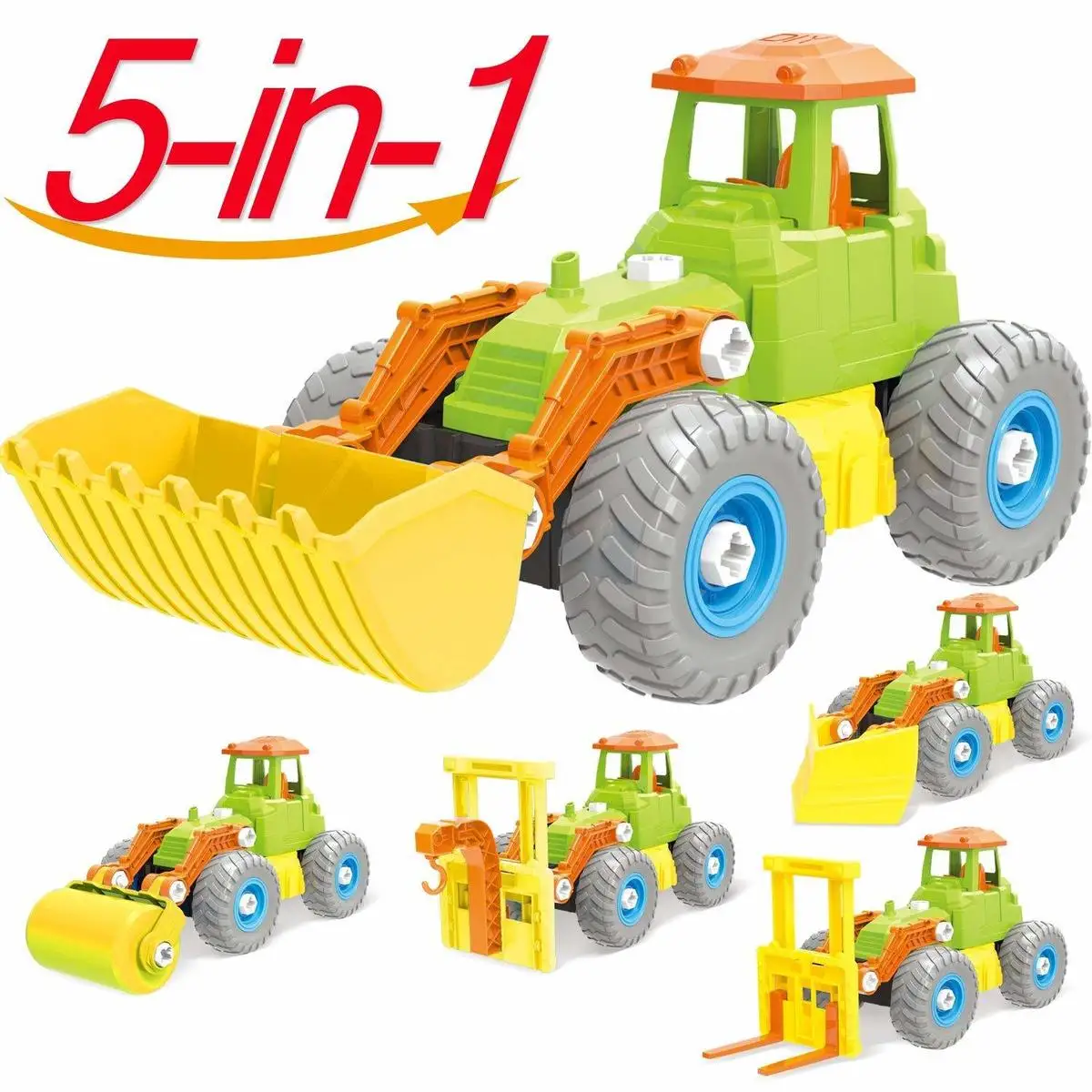 

69-PCS,5-in-1 building construction set,Toddler Building Truck kit,STEM Educational Engineering Building Blocks kit toys