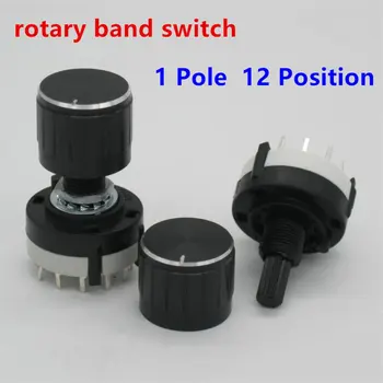 

10pcs RS26 1 Pole Position 12 Selectable Band Rotary Channel Selector Switch Single Deck Rotary Switch Band Selector+10pcs knob