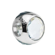 Подходит для браслетов Pandora Aqua Blue, Сияющие капли, бусины, Стерлинговое Серебро пробы, ювелирные украшения, амулеты